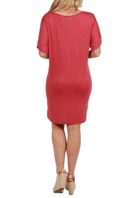 24seven Comfort Apparel Plus V-neck Knee Length Dress