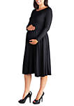Maternity Long Sleeve Fit and Flare Midi Dress