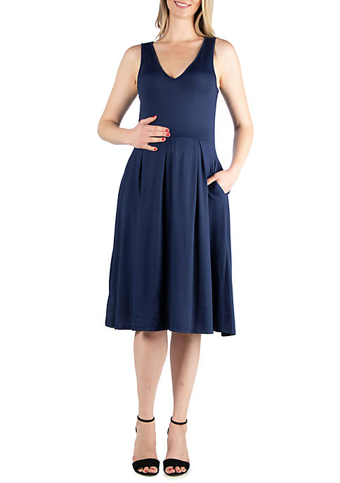 24seven Comfort Apparel Maternity Sleeveless Midi Fit and
