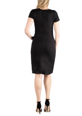 Maternity Short Sleeve V Neck Faux Wrap Dress