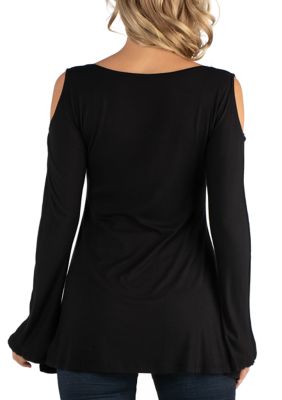 Maternity Long Sleeve Strappy Neck Flared  Tunic Top