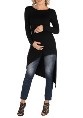 Maternity Full Length Long Sleeve Asymmetric Hem Top