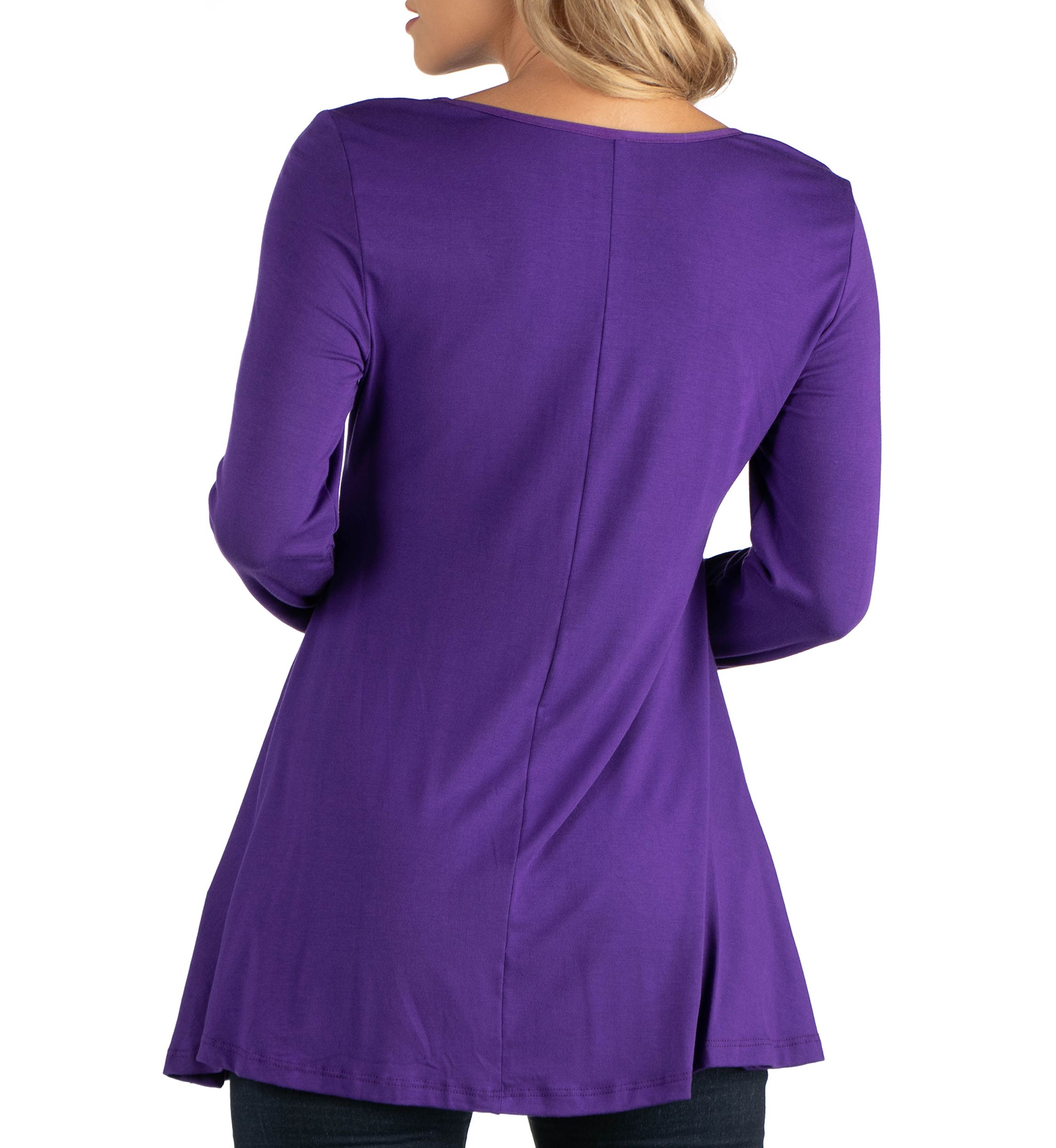 Maternity Long Sleeve Solid Color Swing Style Flared Tunic Top