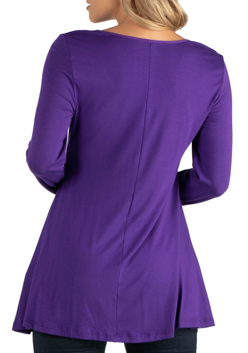Maternity Long Sleeve Solid Color Swing Style Flared Tunic Top