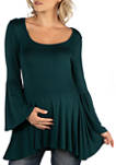 Maternity Scoop Neck Bell Sleeve Swing Tunic Top