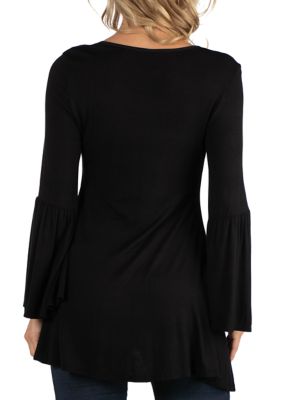 Maternity Scoop Neck Bell Sleeve Swing Tunic Top