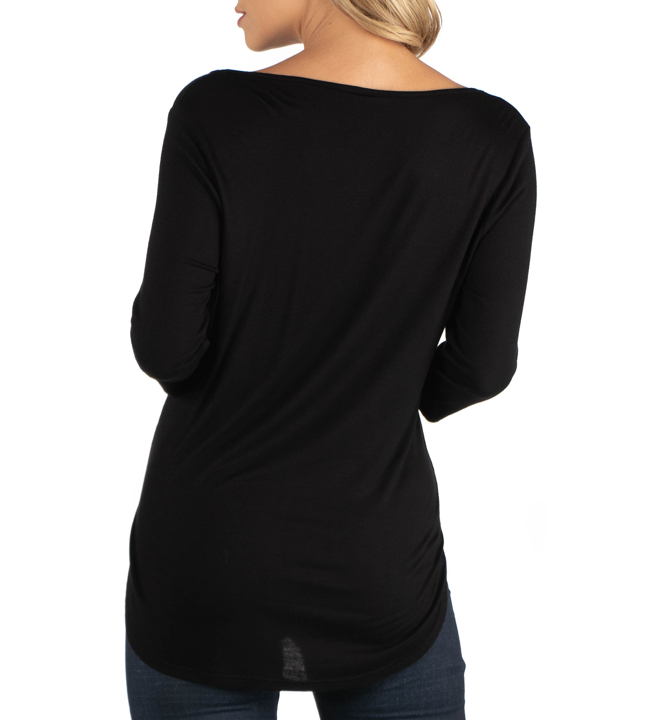 Maternity V-Neck 3/4 Sleeve Strappy Tunic Top
