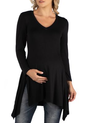 Maternity Long Sleeve Side Slit Hem Tunic Top