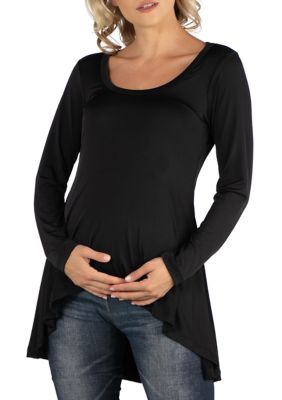 Maternity Simple Long Sleeve High Low Tunic Top