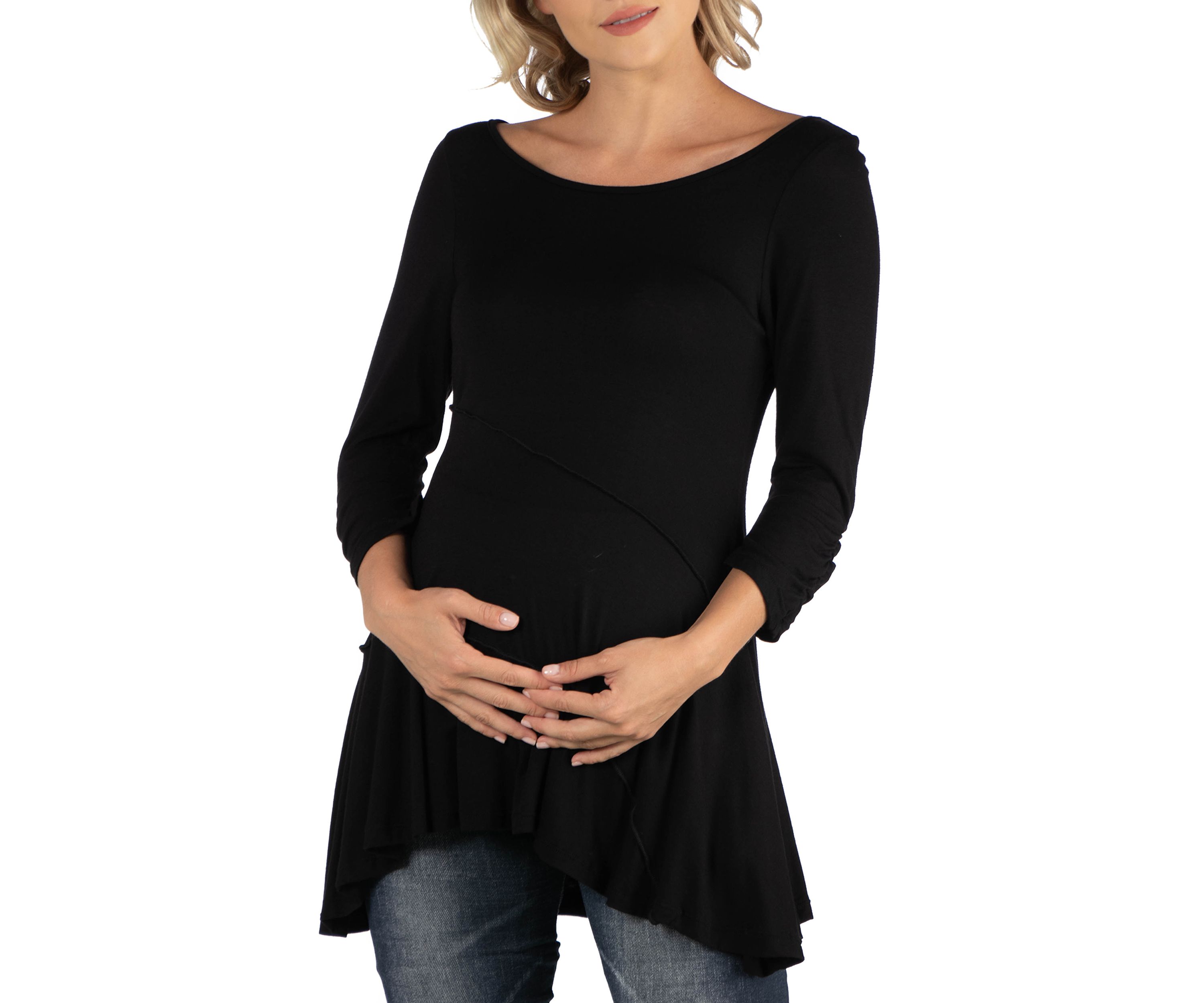 Maternity Ruched Sleeve Swing Tunic Top