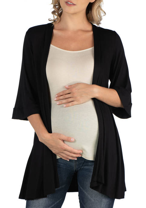 24seven Comfort Apparel Maternity Open Front Elbow Length