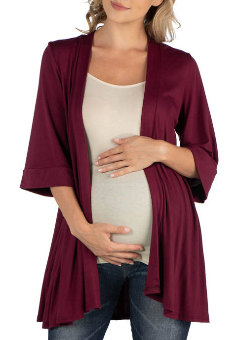 24seven Comfort Apparel Maternity Open Front Elbow Length