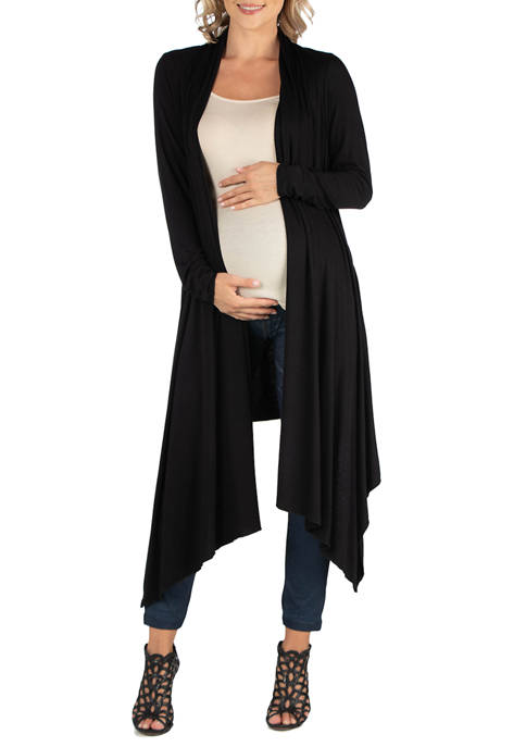 Maternity Long Sleeve Knee Length Open  Cardigan