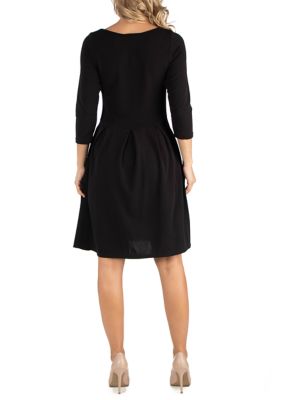 Maternity Knee Length Fit and Flare Dress With Pockets