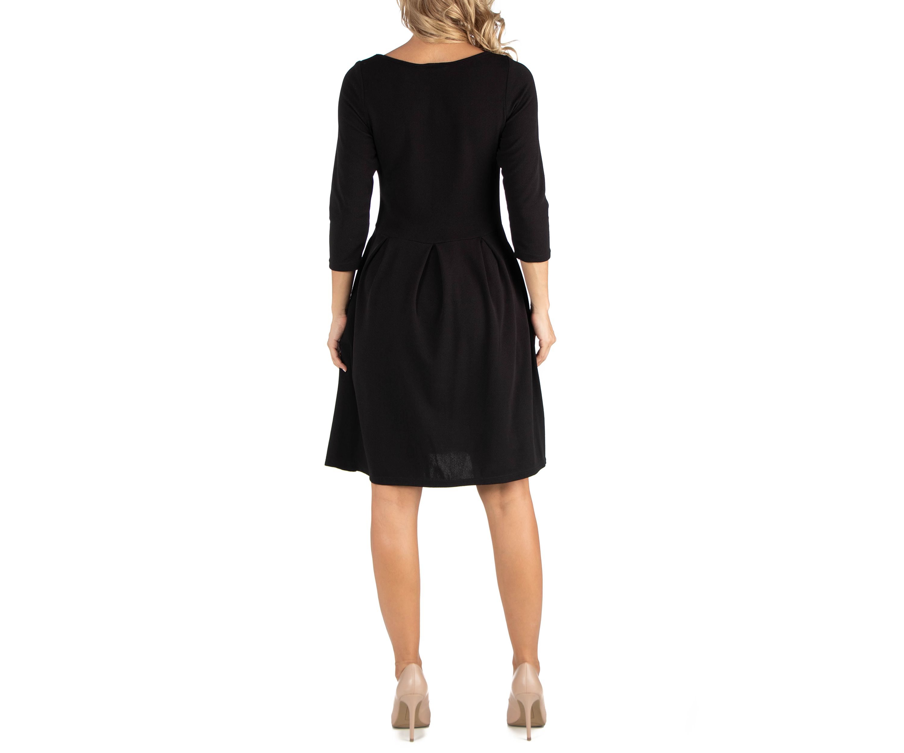 Maternity Knee Length Fit and Flare Dress With Pockets