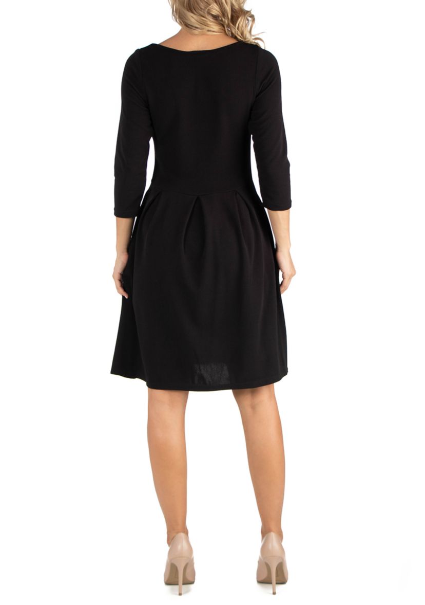 Maternity Knee Length Fit and Flare Dress With Pockets