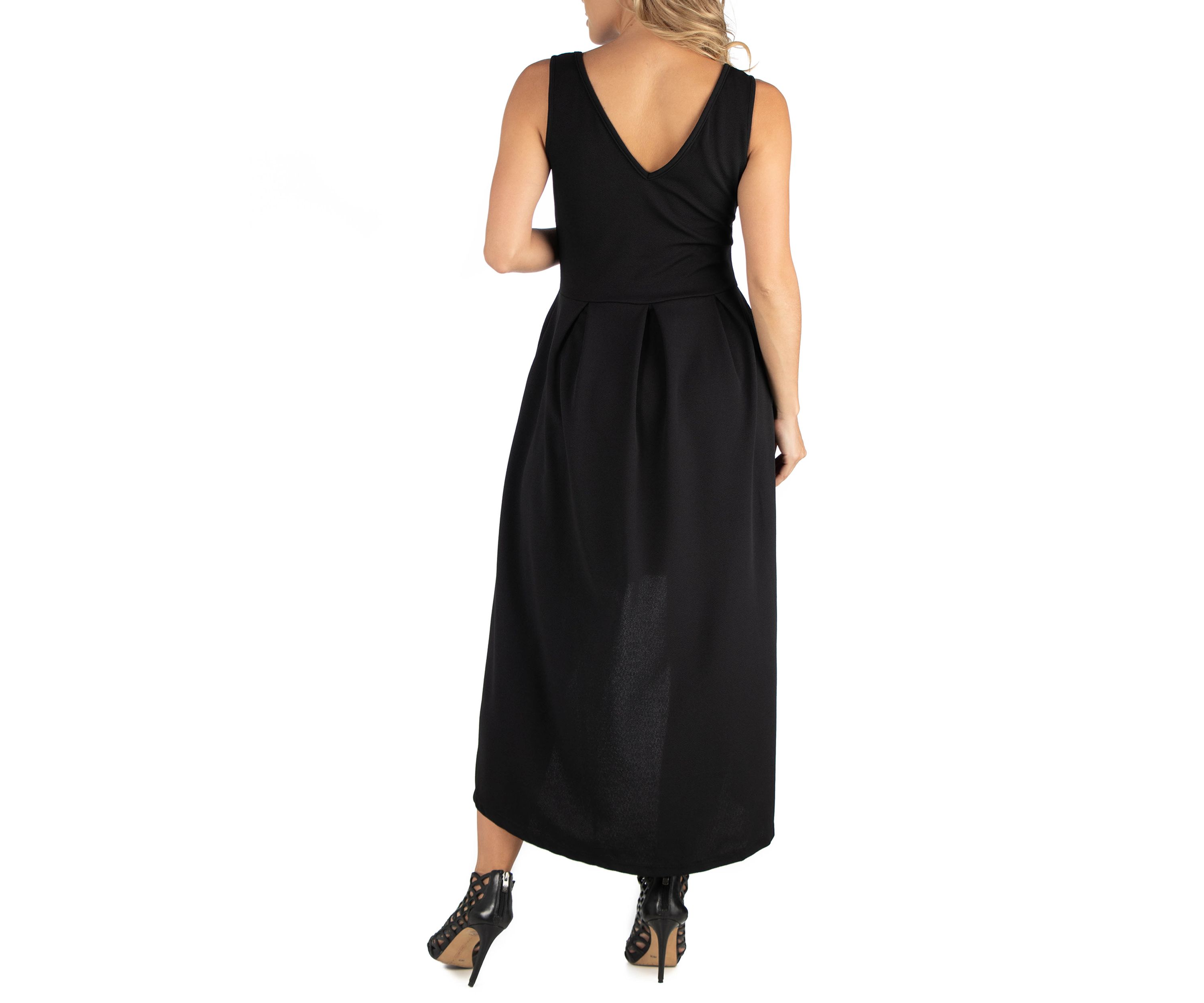 Maternity Sleeveless Fit and Flare High Low Dress