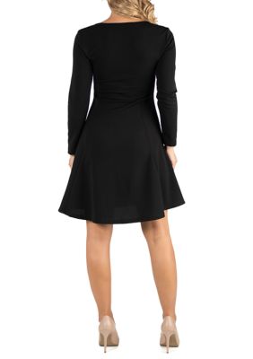 Maternity  Simple Long Sleeve Knee Length Flared Dress