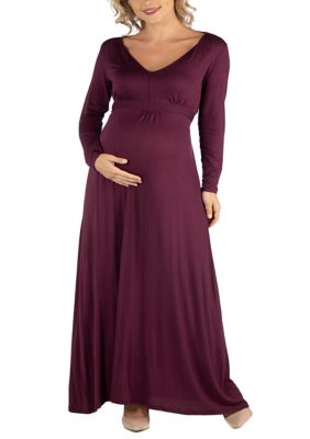 24seven Comfort Apparel Maternity Semi Formal Long Sleeve Maxi Dress | belk