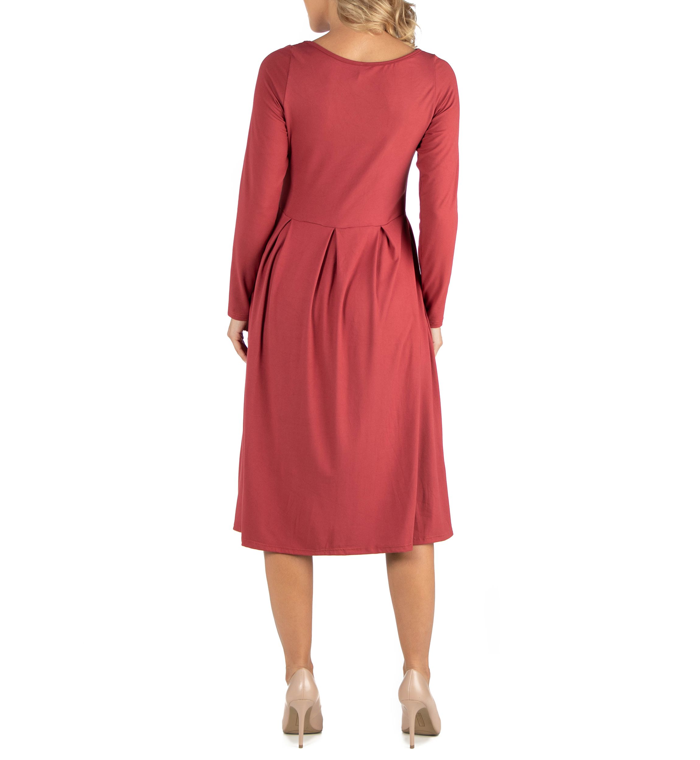 Maternity Midi Length Fit and Flare Pocket Dress