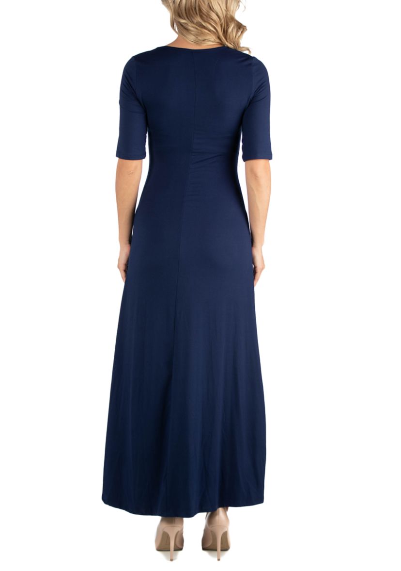 24seven Comfort Apparel Maternity Casual Maxi Dress with Sleeves | Belk