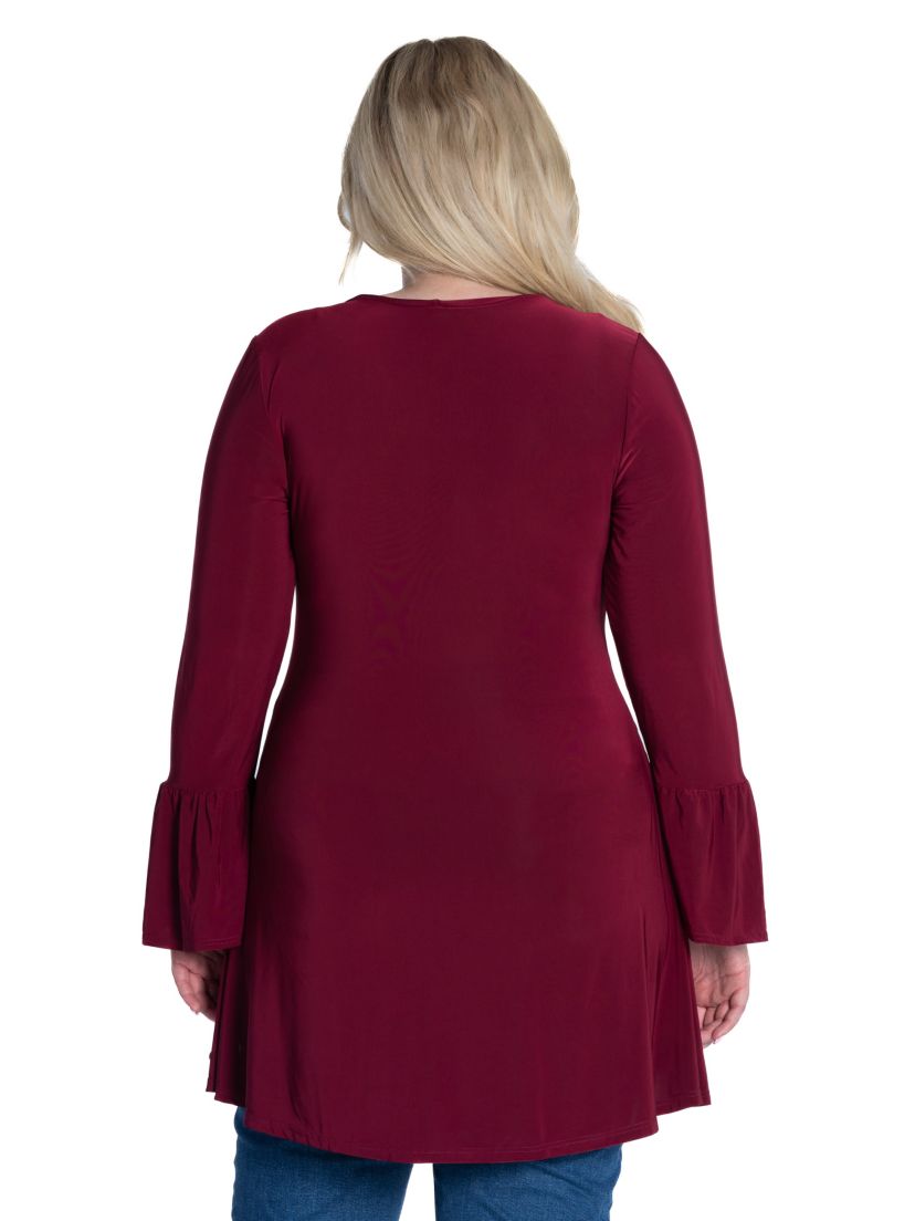 Plus Size Long Bell Sleeve High Low Tunic Top
