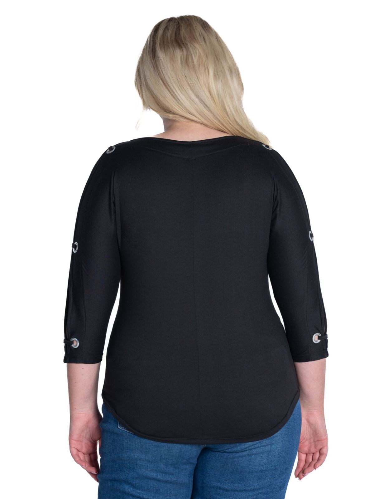 Plus Size 3/4 Slv Boatneck Cold Shoulder Top