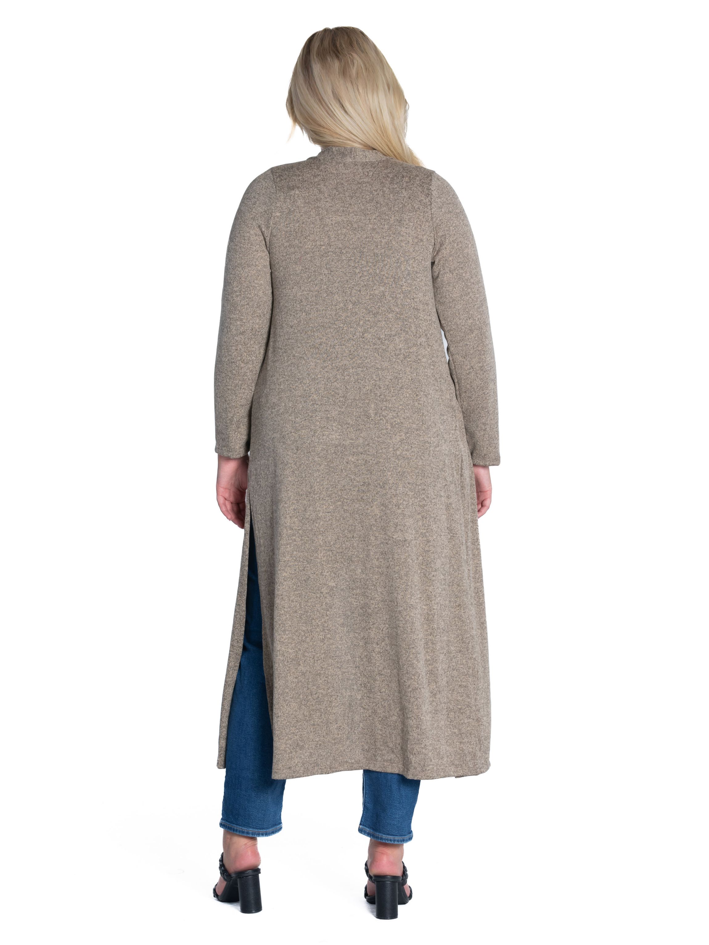 Plus Size Long Duster Open Front Knit Cardigan