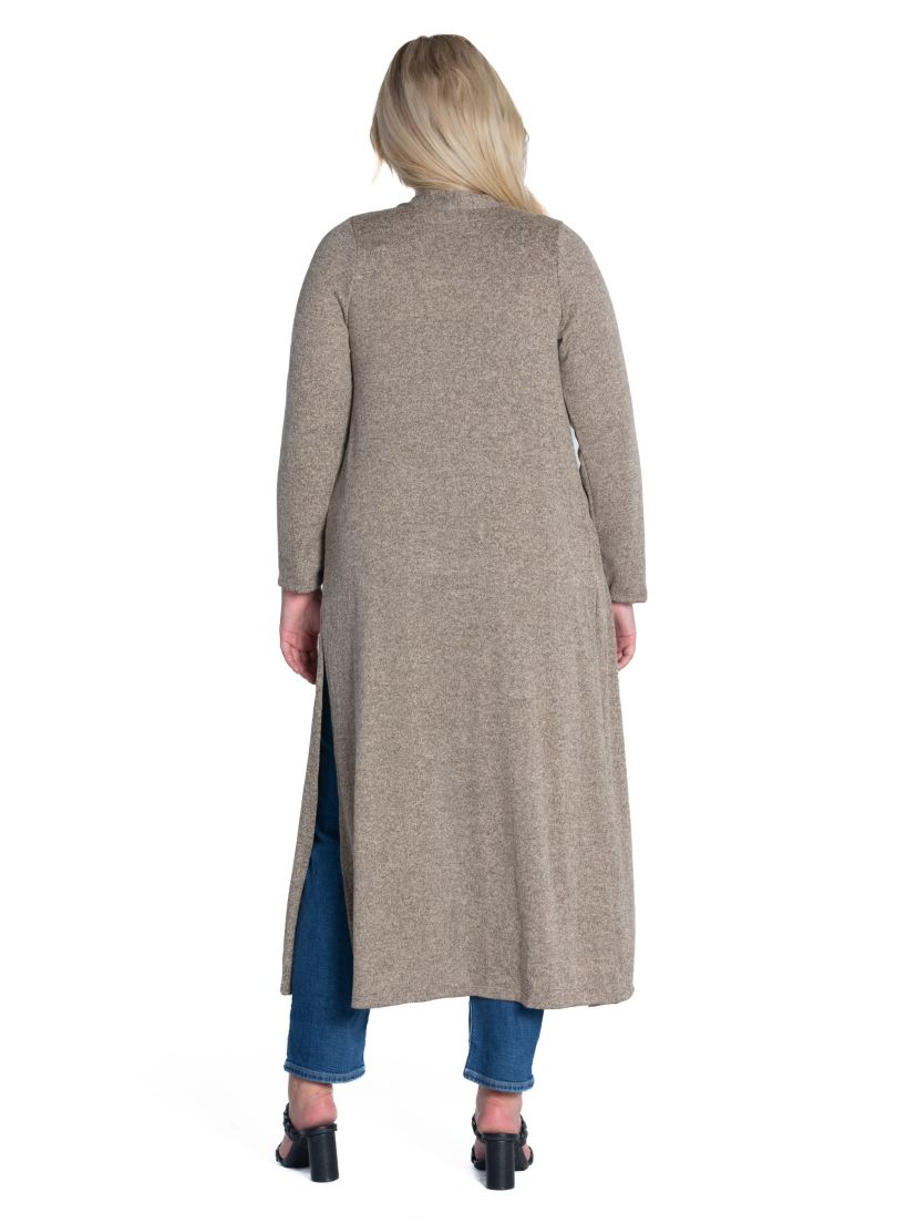 Plus Size Long Duster Open Front Knit Cardigan
