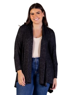 24seven Comfort Apparel Women's Plus Size Open Front Long Sleeve High Low Cozy Cardigan