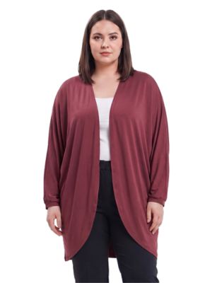 24seven Comfort Apparel Women's Basic Curvy Soft Stretch Open Front Cardigan Jacket