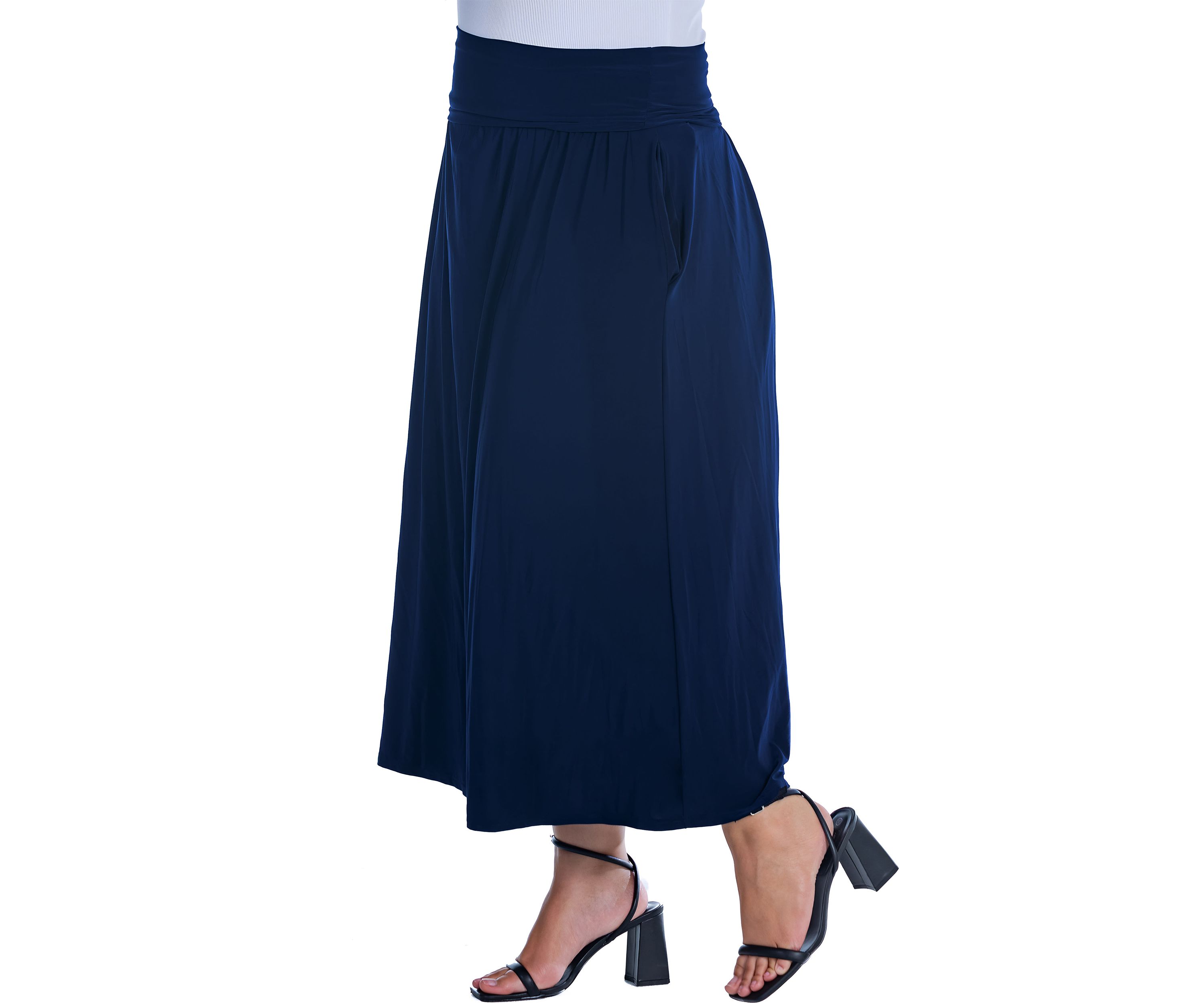 Foldover Plus Size Maxi Skirt With Pockets