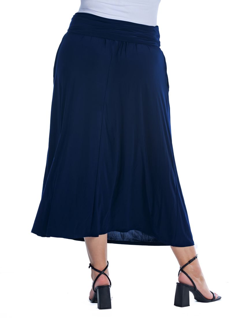 Foldover Plus Size Maxi Skirt With Pockets