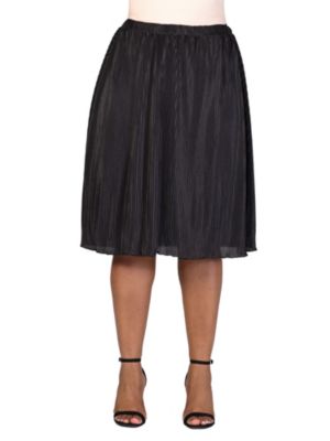 24seven Comfort Apparel Women's Plus Size Elegant Accordion Pleated Elastic Waistband Party Midi Skirt