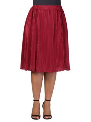 24seven Comfort Apparel Women's Plus Size Elegant Accordion Pleated Elastic Waistband Party Midi Skirt, 3X
