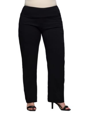 Women's 24seven Comfort Apparel Plus Size Comfortable Stretch High Waist Dress Pants