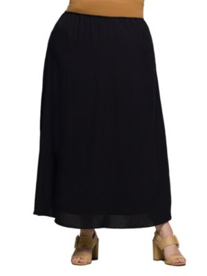 24seven Comfort Apparel Women's Plus Size Elastic Waist A Line Maxi Skirt, Black, 3X