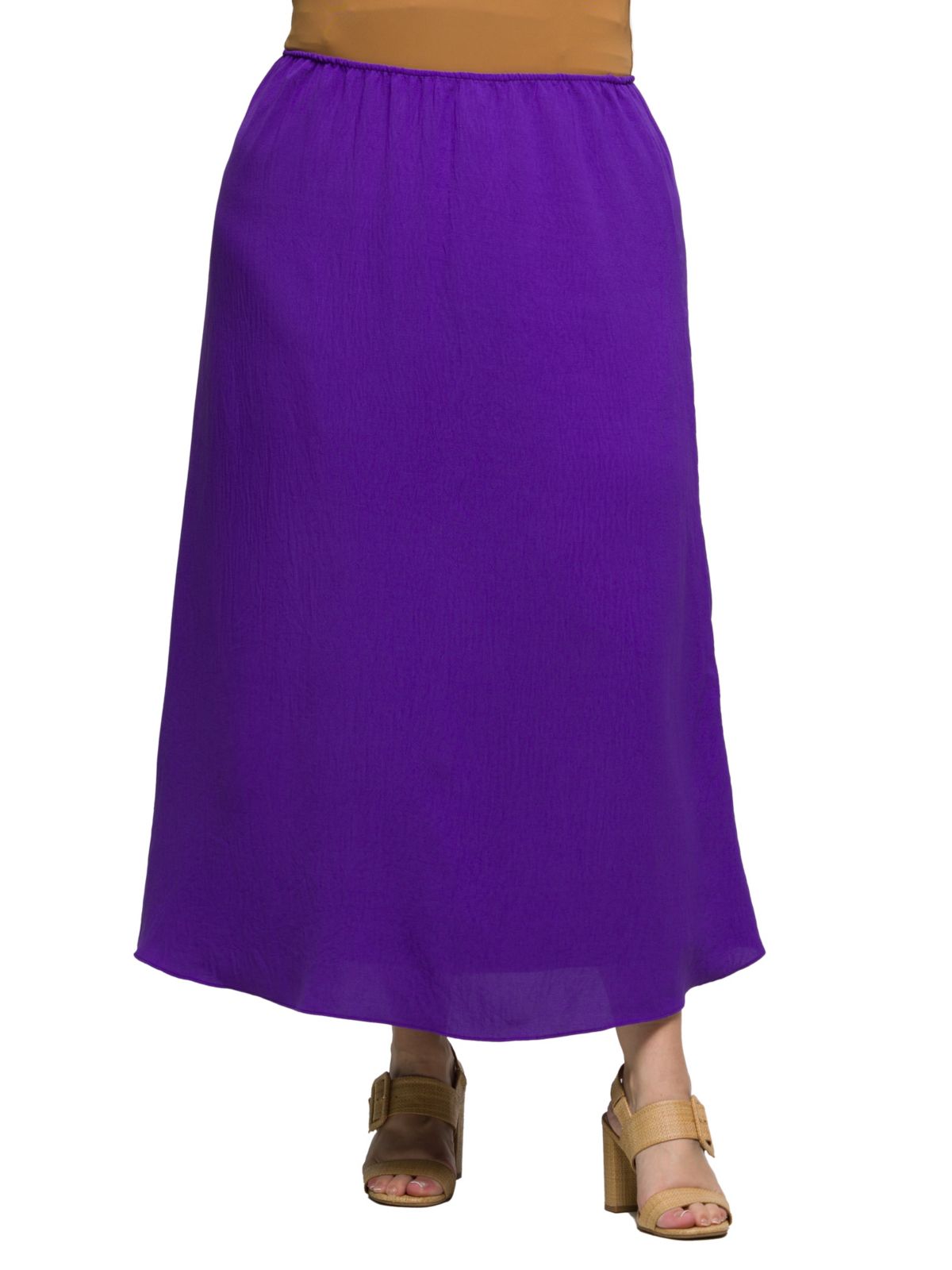 Plus Size Elastic Waist A Line Maxi Skirt