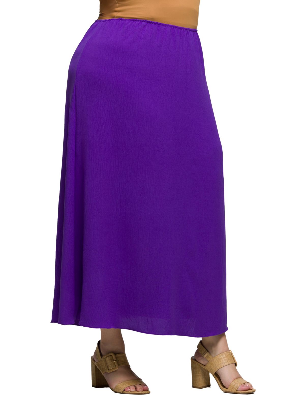 Plus Size Elastic Waist A Line Maxi Skirt