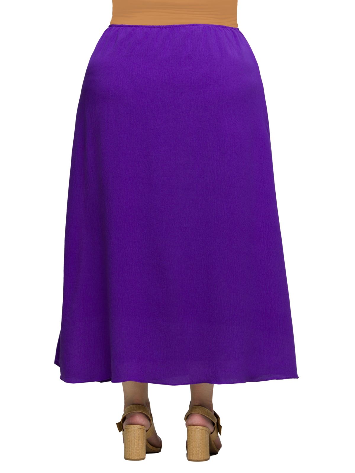 Plus Size Elastic Waist A Line Maxi Skirt