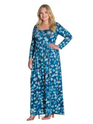 24seven Comfort Apparel Plus Size Formal Long Sleeve Maxi Dress