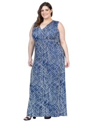 24seven Comfort Apparel Plus Size Empire Waist V-neck Maxi Dress