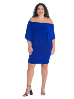 24seven Comfort Apparel Women's Plus Size Convertible Bodycon Mini Dress Ruffled Sleeve