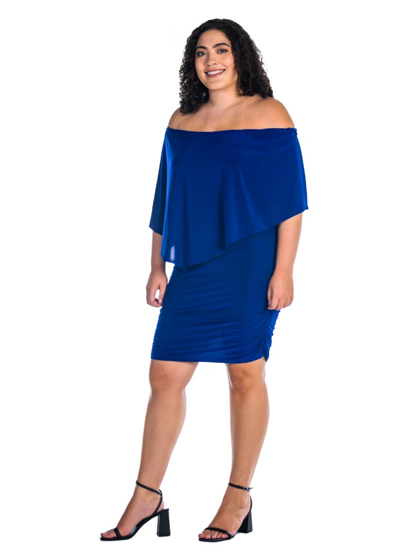 Plus Size Convertible Bodycon Mini Dress Ruffled Sleeve