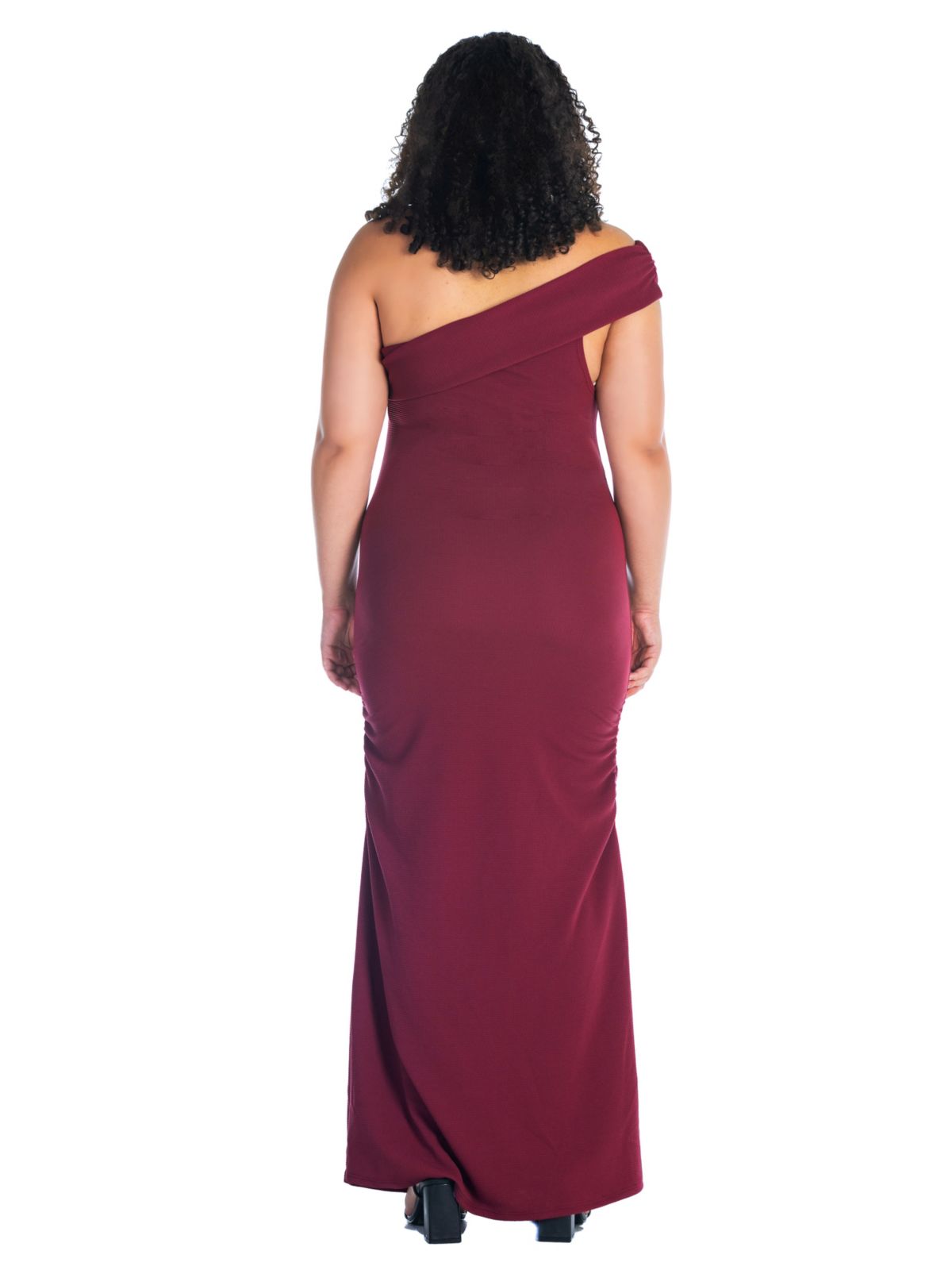 Plus Size Formal One Shoulder Rouched Mermaid Maxi Dress