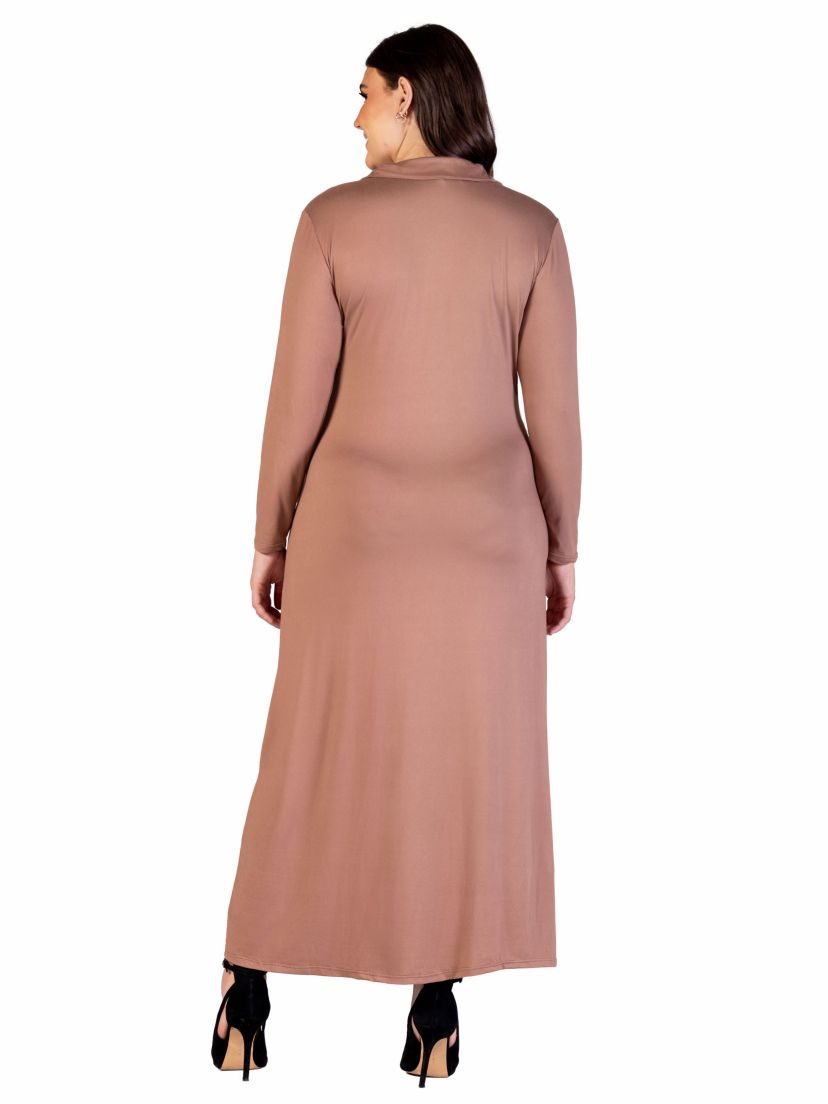 Plus Size Comfortable Collared Wrap Maxi Dress