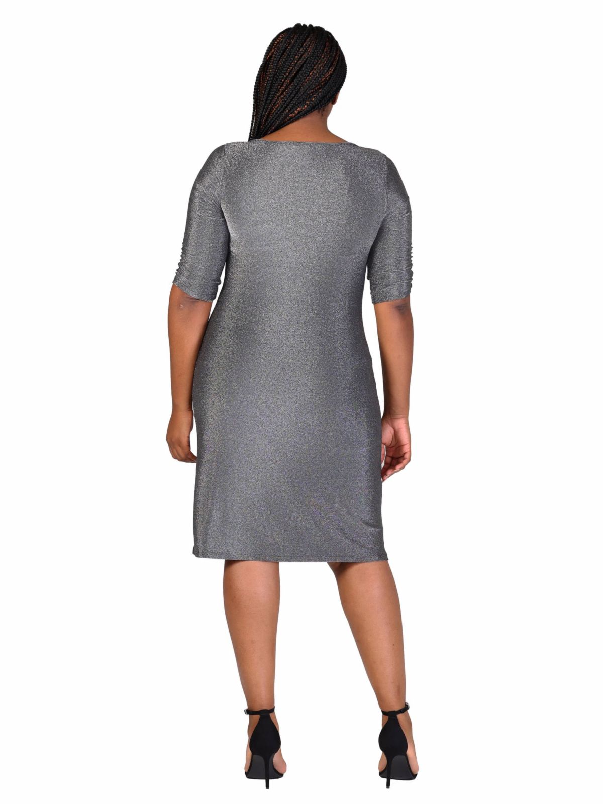 Plus Size Elbow Length Sleeve Shimmer Bodycon Mini Party Dress