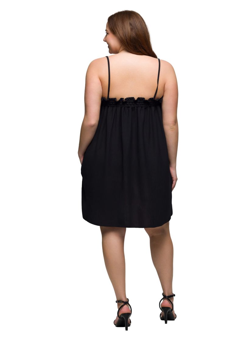 Plus Size Square Neck Spaghetti Strap Smocked Pocket Mini Dress