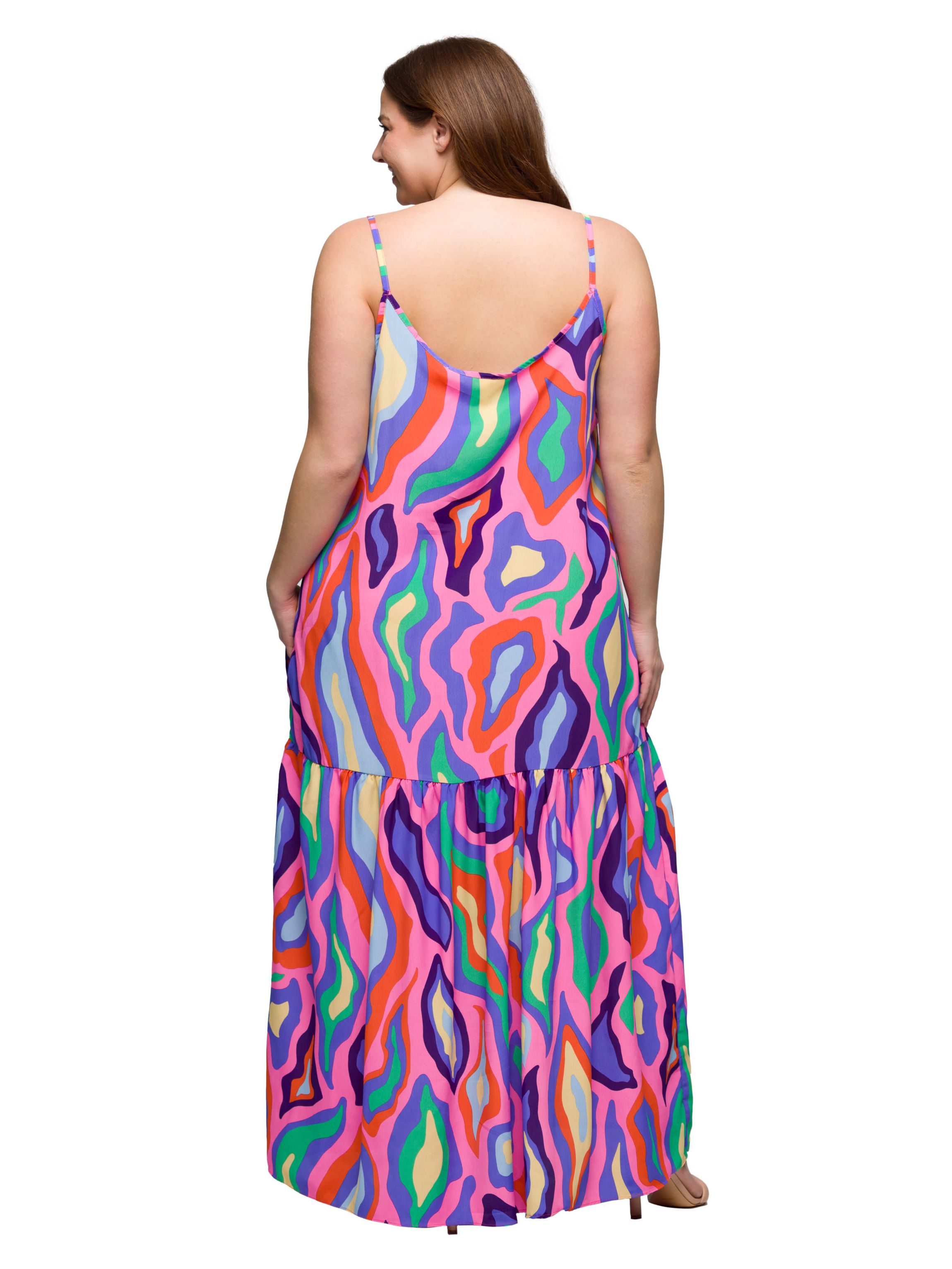 Plus Size Multicolor Lightweight Spaghetti Strap Pocket Maxi Dress