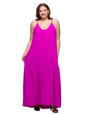 24seven Comfort Apparel Women's Plus Size Lightweight Spaghetti Strap Pocket Maxi Dress